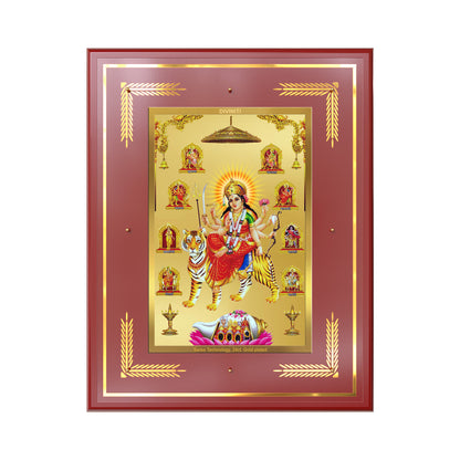 Durga Nav Durga | Goddess Durga in Her Nine Divine forms Wall Mount Photo Frame in 24K Gold Plated Foil