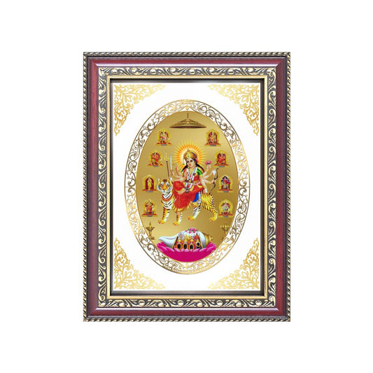 Nav Durga | Nine Forms of Goddess Durga Wall & Tabletop Royal Photo Frame in 24K Gold Plated Foil