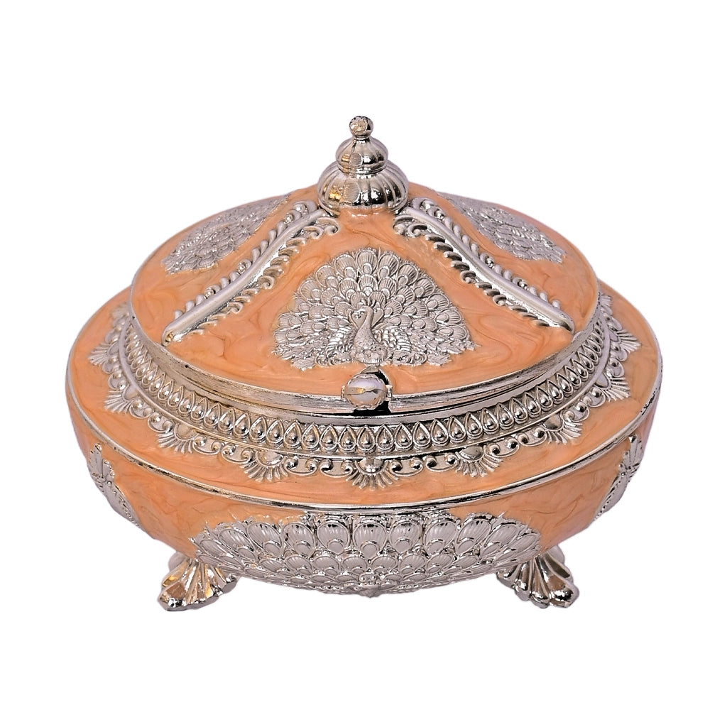 999 Silver Plated Sugar Bowl | Antique Finish Decorative Tabletop Orange Bowl for Decor and Gifting