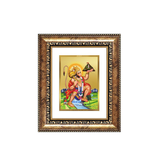 Diviniti 24K Gold Plated Hanuman With Mountain Divine Table Top Frame for Home Mandir & Office Decor | Luxury Spiritual Gift