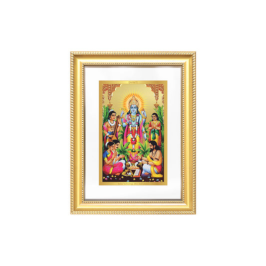 Diviniti 24K Gold Plated Satyanarayan (Classic) Divine Wall Frame for Home Mandir & Office Decor | Luxury Spiritual Gift
