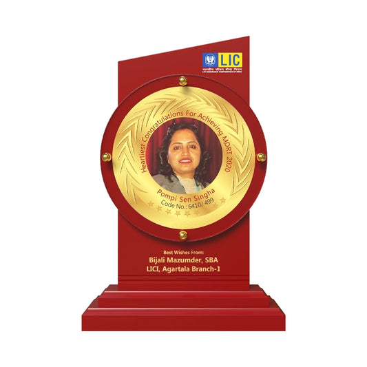 Personalized MDF Trophy 24K Gold Plated Foil Premium Corporate Award with Photo and Text