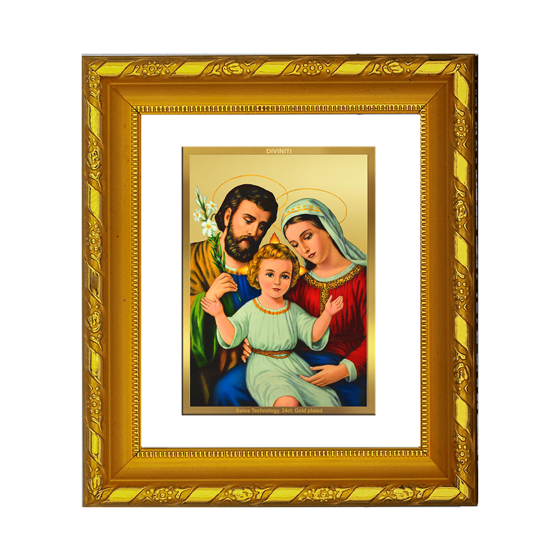 DIVINITI 24K Gold Plated Foil Holy Family Wall Photo Frame for Home De ...
