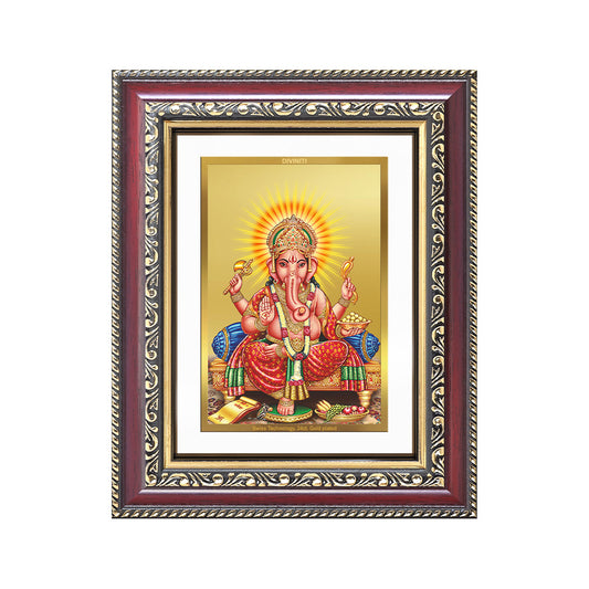 Diviniti 24K Gold Plated Ganesha (Classic) Divine Wall and Table Top Frame for Home Mandir & Office Decor | Luxury Spiritual Gift