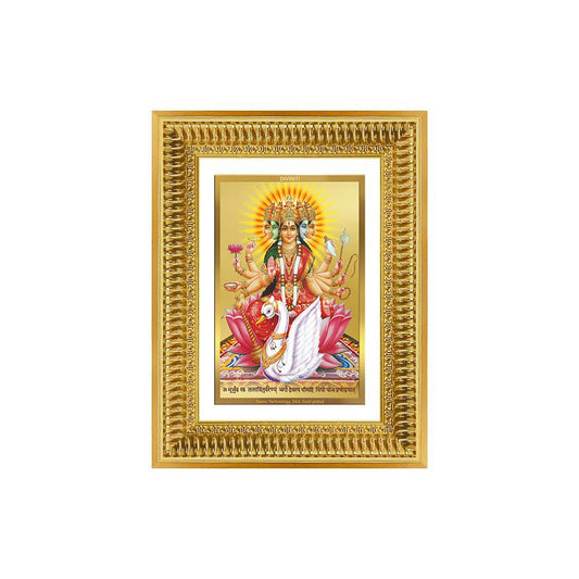 Diviniti 24K Gold Plated Gayatri Maa (Classic) Divine Wall Frame for Home Mandir & Office Decor | Luxury Spiritual Gift