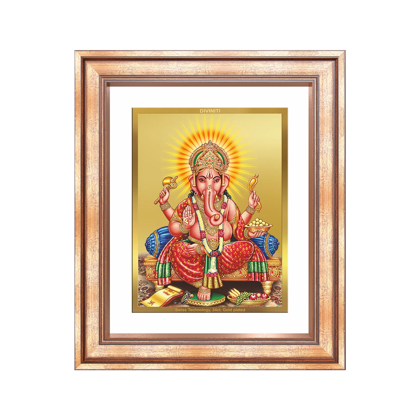 Diviniti 24K Gold Plated Ganesha (Classic) Divine Wall Frame for Home Mandir & Office Decor | Luxury Spiritual Gift