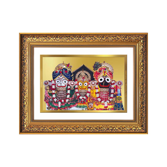 Diviniti 24K Gold Plated Jagannath Subhadra Balabhadra (Classic) Divine Wall Frame for Home Mandir & Office Decor | Luxury Spiritual Gift