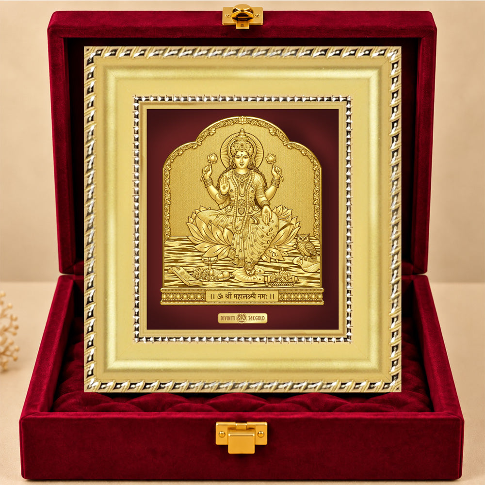 24K Gold-Plated Lakshmi Frame | Premium Gift Box | 11x12 CM