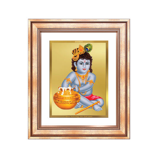 Diviniti 24K Gold Plated Bal Gopal Divine Wall Frame for Home Mandir & Office Decor | Luxury Spiritual Gift