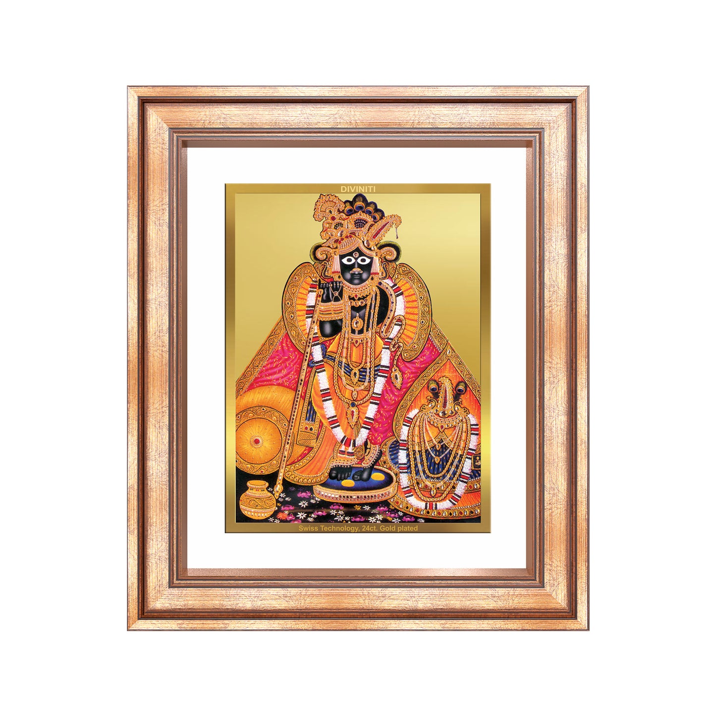 Diviniti 24K Gold Plated Banke Bihari Ji (Classic) Divine Wall Frame for Home Mandir & Office Decor | Luxury Spiritual Gift