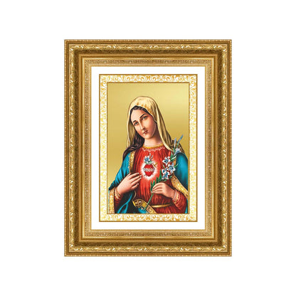 Diviniti 24K Gold Plated Mother Mary (Classic) Divine Wall Frame for Home Mandir & Office Decor | Luxury Spiritual Gift