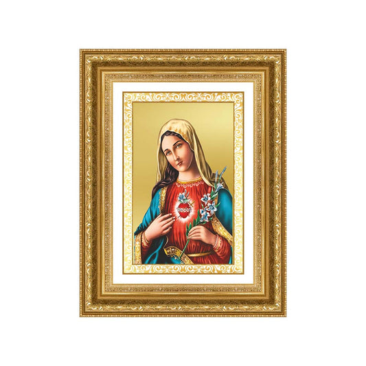 Diviniti 24K Gold Plated Mother Mary (Classic) Divine Wall Frame for Home Mandir & Office Decor | Luxury Spiritual Gift