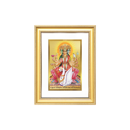 Diviniti 24K Gold Plated Gayatri Maa (Classic) Divine Wall Frame for Home Mandir & Office Decor | Luxury Spiritual Gift