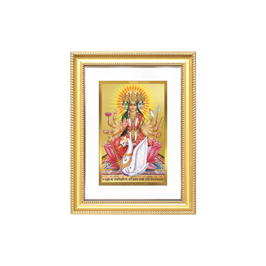 Diviniti 24K Gold Plated Gayatri Maa (Classic) Divine Wall Frame for Home Mandir & Office Decor | Luxury Spiritual Gift