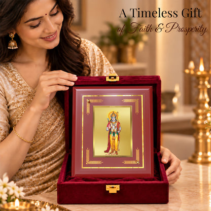 24K Gold-Plated Lord Ram Ji MDF Frame | Premium Gift Box | 13.5x16 CM
