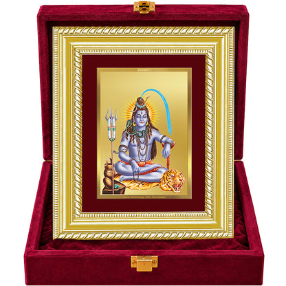 24K Gold-Plated Lord Shiva Frame | Premium Gift Box | 21.5x17.5 CM