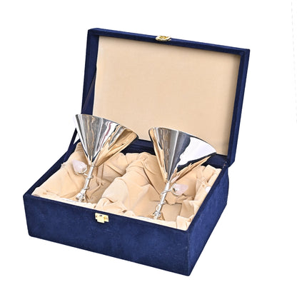 999 Silver Plated Wine Glass Set of 2 | Royal Elegance Accent for Dining and Gifting