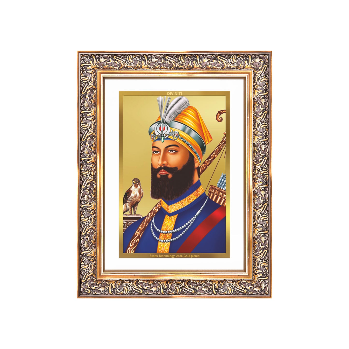 Guru Gobind Singh Ji | Divine Wall Mount Photo Frame in 24K Gold Plated Foil