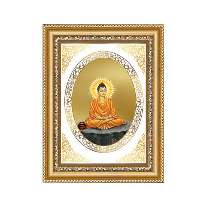 Lord Buddha | Divine Peace Wall & Tabletop Royal Photo Frame in 24K Gold Plated Foil