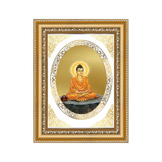 Lord Buddha | Divine Peace Wall & Tabletop Royal Photo Frame in 24K Gold Plated Foil