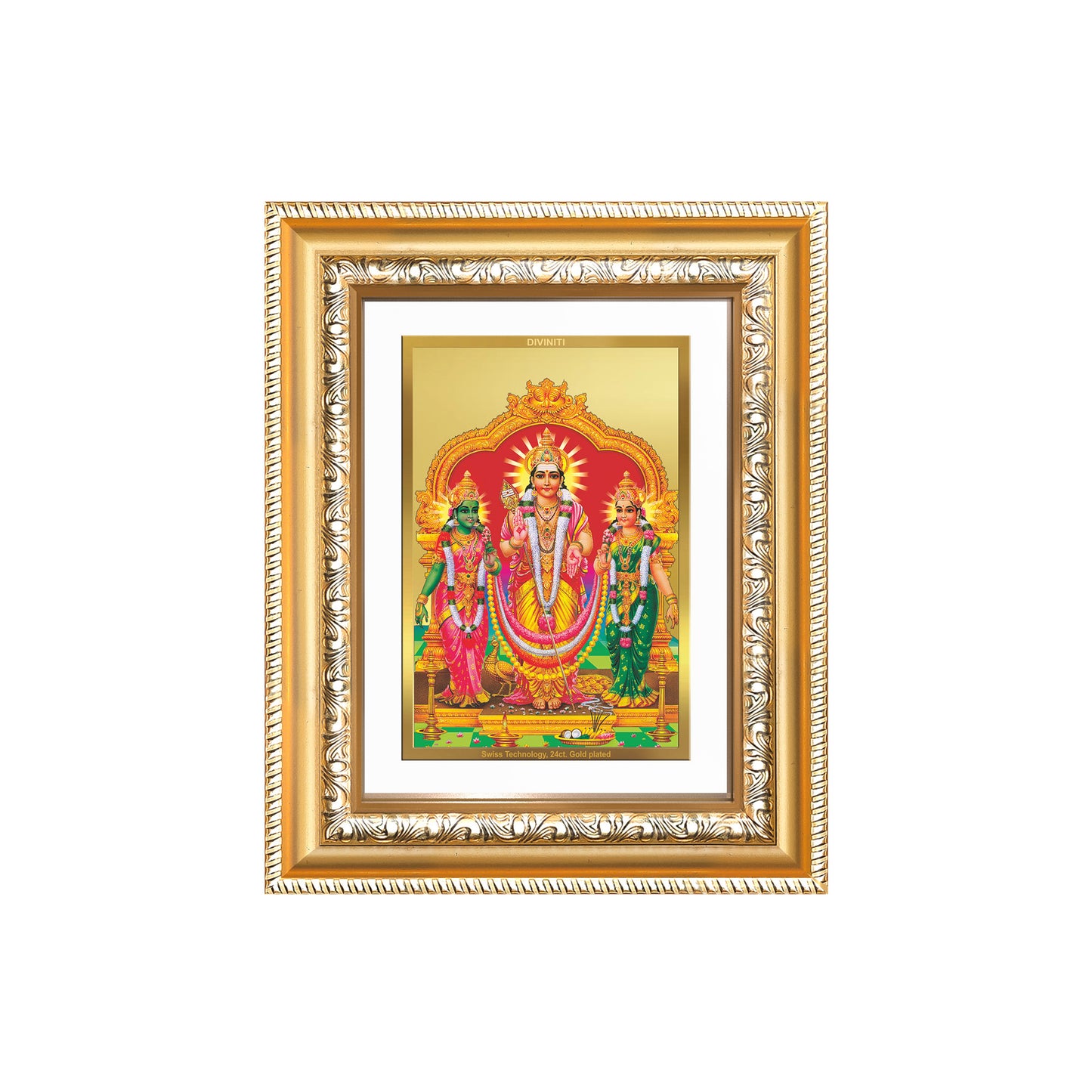 Diviniti 24K Gold Plated Murugan Velli (Classic) Divine Wall and Table Top Frame for Home Mandir & Office Decor | Luxury Spiritual Gift