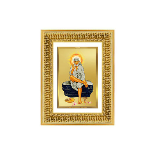 Diviniti 24K Gold Plated Sai Baba (Classic) Divine Wall Frame for Home Mandir & Office Decor | Luxury Spiritual Gift