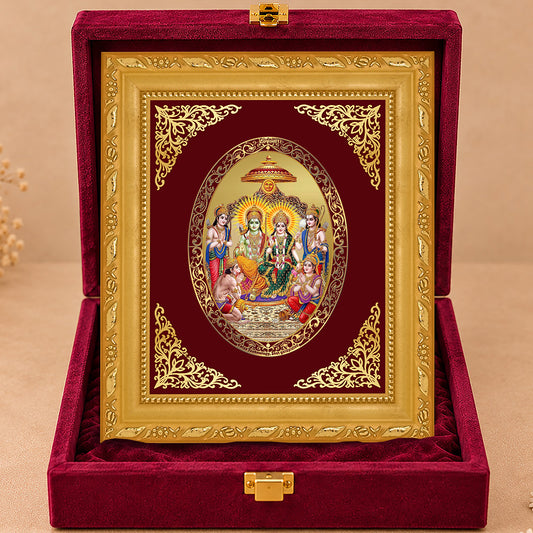 24K Gold-Plated Ram Darbar Frame | Premium Gift Box | 16x13.5 CM