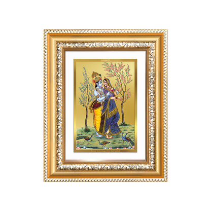 Diviniti 24K Gold Plated Radha Krishna (Classic) Divine Wall and Table Top Frame for Home Mandir & Office Decor | Luxury Spiritual Gift