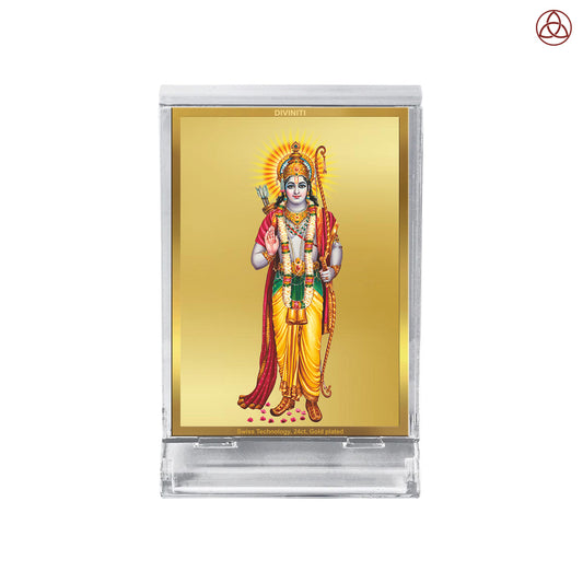 Diviniti 24K Gold Plated Foil Lord Ram Frame For Car Dashboard, Home Decor, Puja, Festival Gift (11 x 6.8 CM)