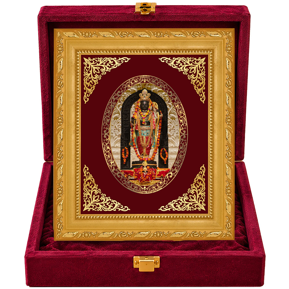 24K Gold-Plated Lord Ram Lalla Frame | Premium Gift Box | 16x13.5 CM