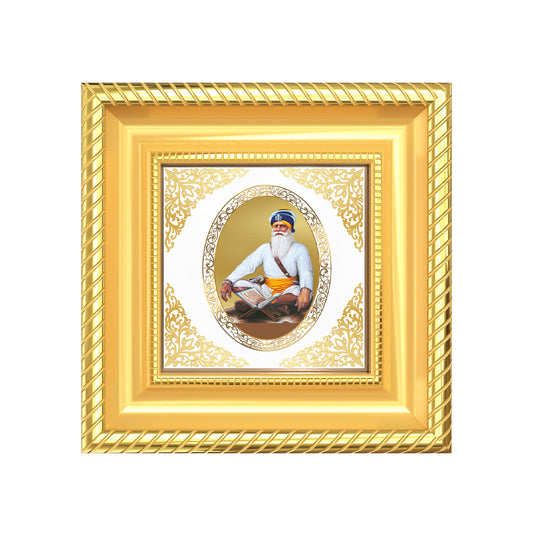 Baba Deep Singh Ji | Divine Sikh Warrior Saint Royal Tabletop Photo Frame in 24K Gold Plated Foil