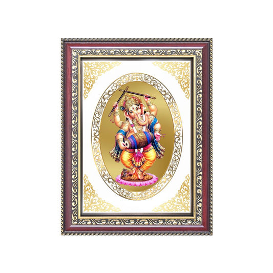 Dancing Ganesha | Divine Joy Wall & Tabletop Royal Photo Frame in 24K Gold Plated Foil