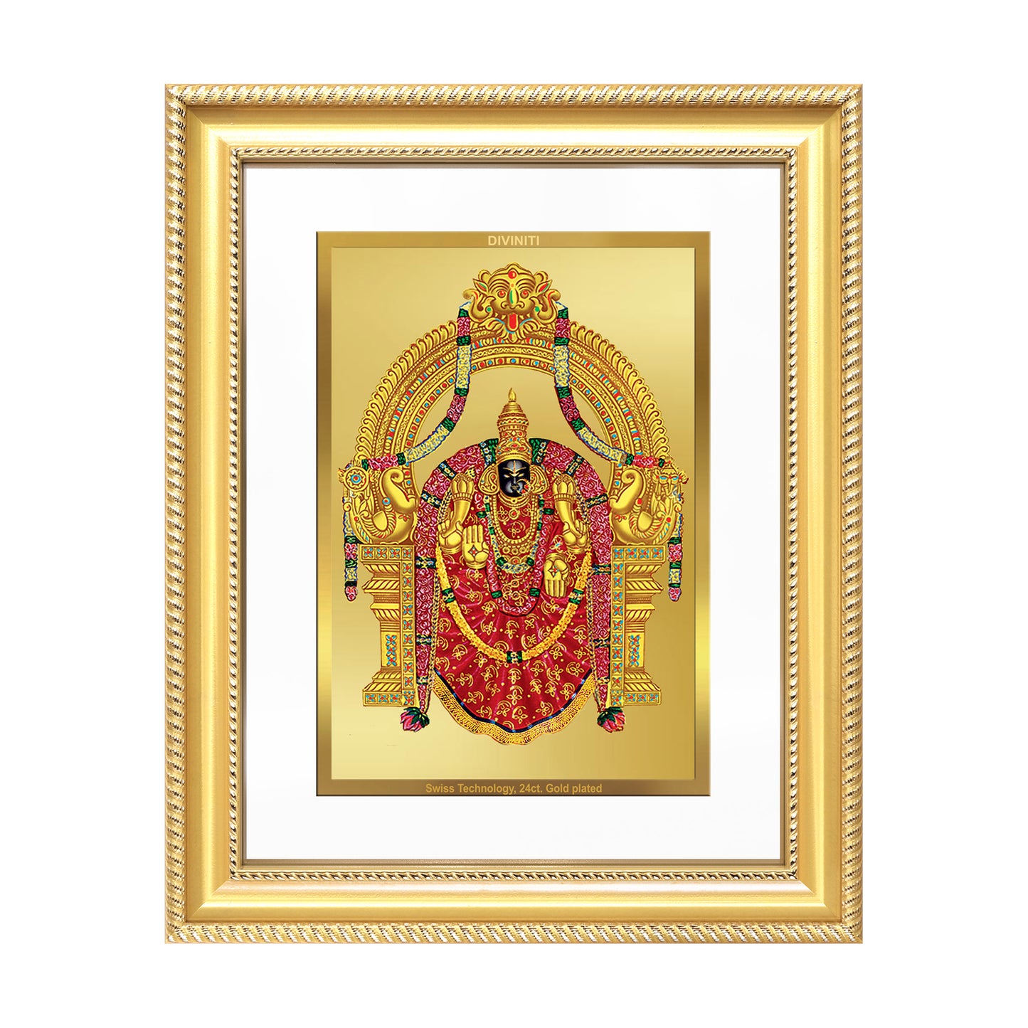 Diviniti 24K Gold Plated Padmavati (Classic) Divine Wall Frame for Home Mandir & Office Decor | Luxury Spiritual Gift