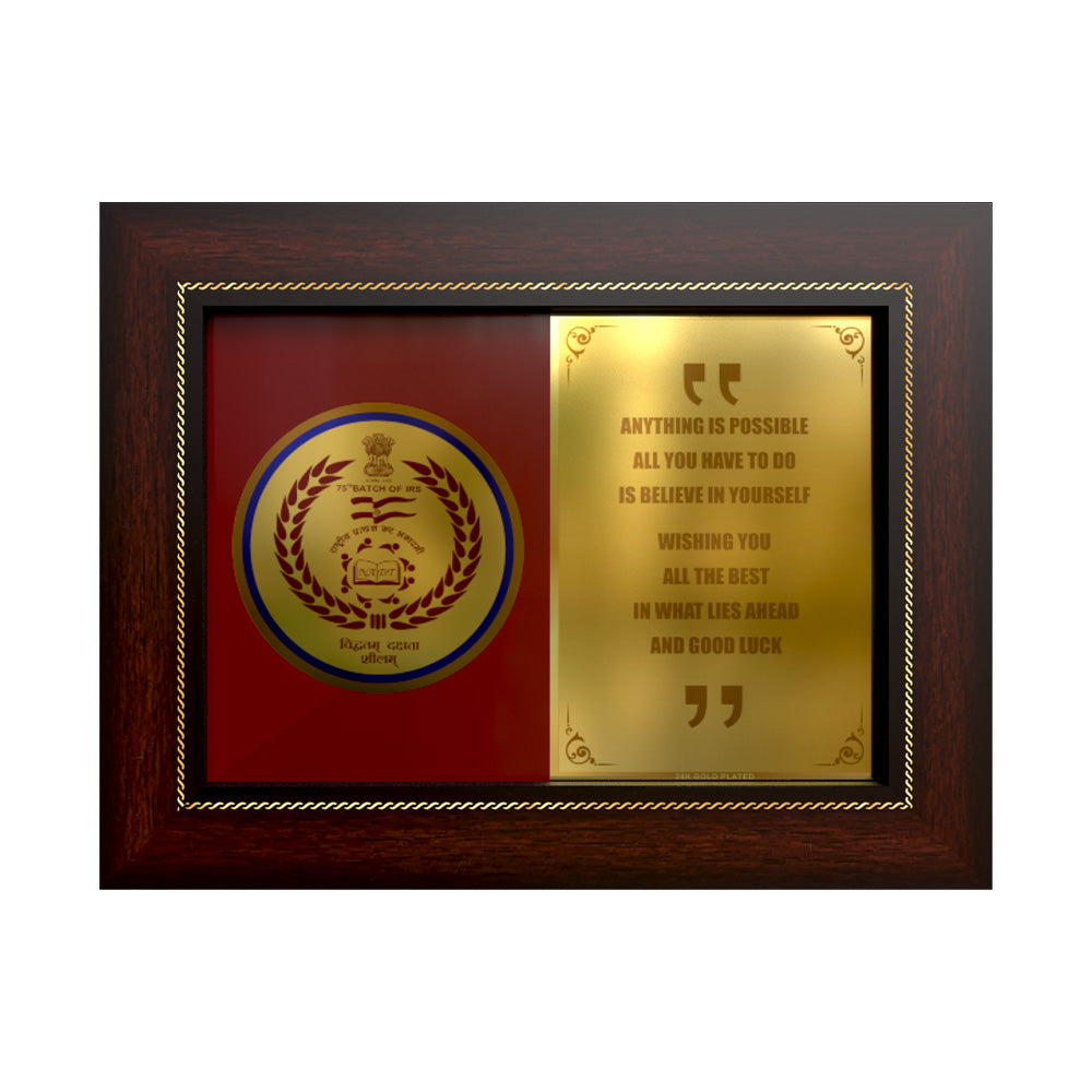 Diviniti Memento with Image Printed on 24K Gold Plated Foil | Premium Personalized Award | Luxury Gift Plaque