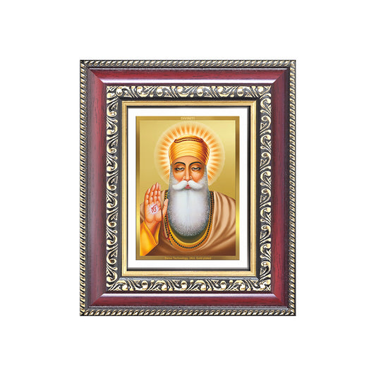 Diviniti 24K Gold Plated Guru Nanak Dev Ji (Classic) Sacred Sikh Table Top Frame for Home Decor & Office Ambiance | Premium Spiritual Gift