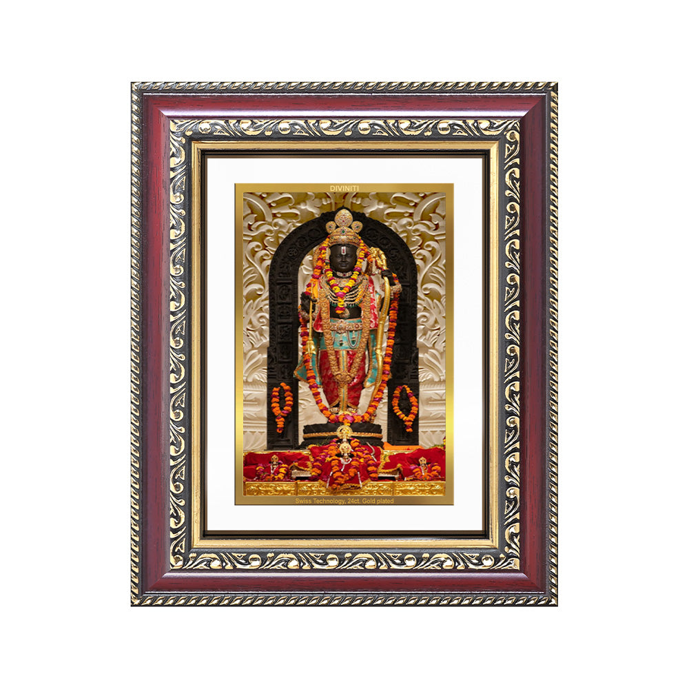 Diviniti 24K Gold Plated Ram Lalla (Classic) Divine Wall and Table Top Frame for Home Mandir & Office Decor | Luxury Spiritual Gift
