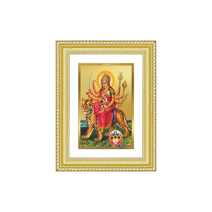 Diviniti 24K Gold Plated Durga - Sherawali Mata With Pind (Classic) Divine Wall Frame for Home Mandir & Office Decor | Luxury Spiritual Gift