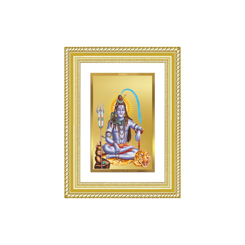 Diviniti 24K Gold Plated Shiva (Classic) Divine Wall Frame for Home Mandir & Office Decor | Luxury Spiritual Gift