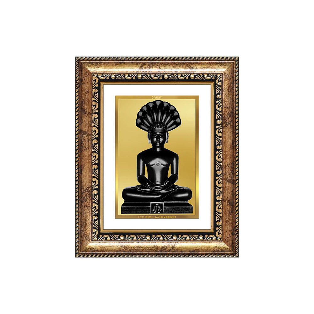 Diviniti 24K Gold Plated Parshvanath (Classic) Divine Wall and Table Top Frame for Home Mandir & Office Decor | Luxury Spiritual Gift
