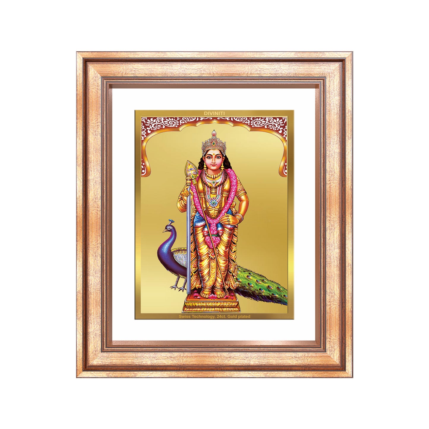 Diviniti 24K Gold Plated Murugan (Classic) Divine Wall Frame for Home Mandir & Office Decor | Luxury Spiritual Gift
