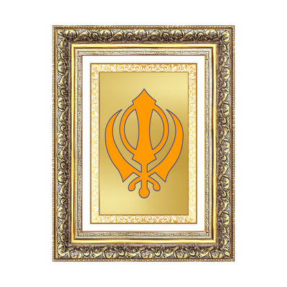 Diviniti 24K Gold Plated Khanda Sahib (Classic) Divine Wall Frame for Home Mandir & Office Decor | Luxury Spiritual Gift