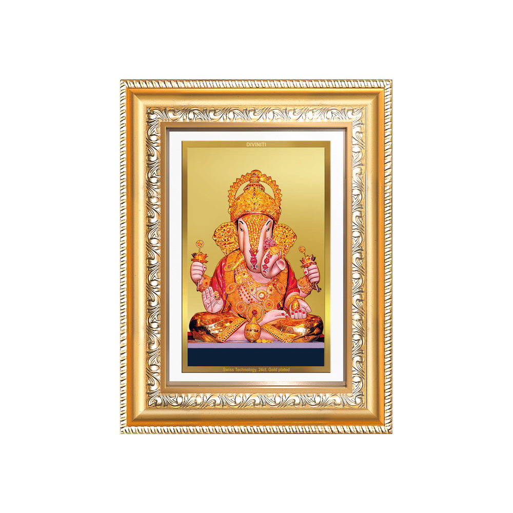 Dagdu Ganesh | Shri Dagdusheth Halwai Ganpati Wall and Tabletop Photo Frame in 24K Gold Plated Foil
