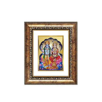 Diviniti 24K Gold Plated Vishnu Lakshmi Divine Table Top Frame for Home Mandir & Office Decor | Luxury Spiritual Gift