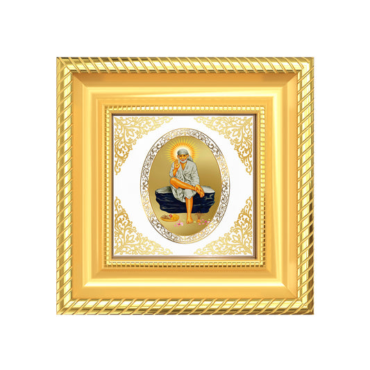 Sai Baba | Divine Spiritual Guru Royal Tabletop Photo Frame in 24K Gold Plated Foil