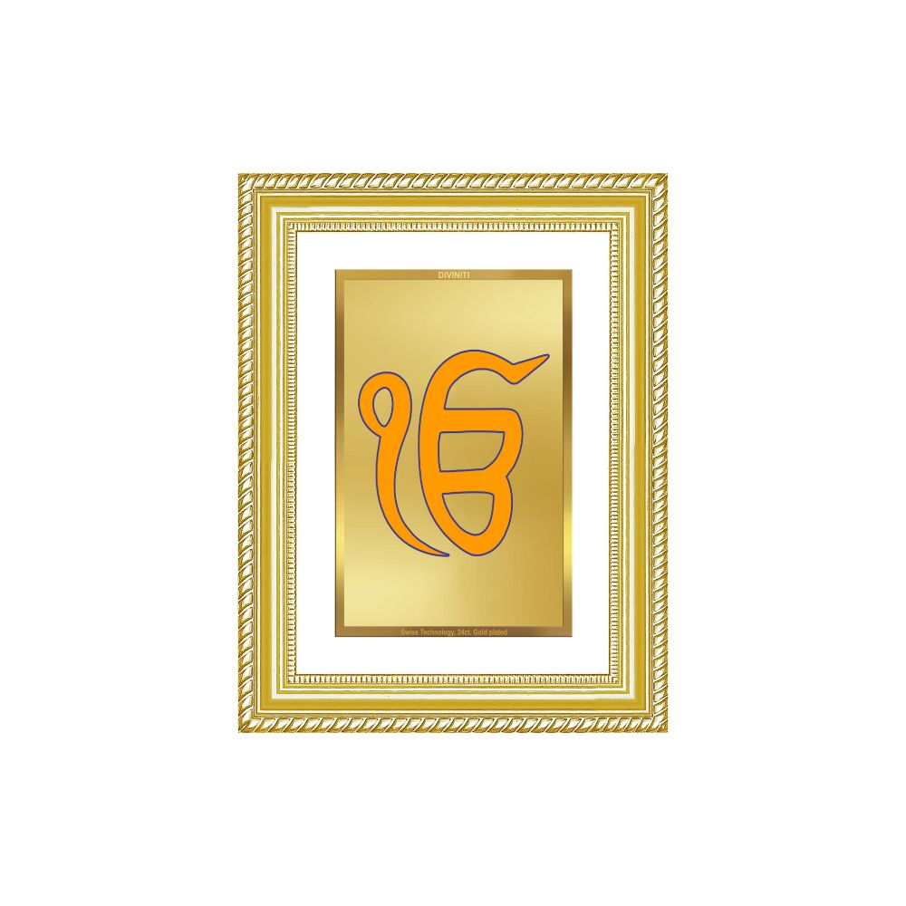 Diviniti 24K Gold Plated Ik Omkar (Classic) Divine Wall Frame for Home Mandir & Office Decor | Luxury Spiritual Gift