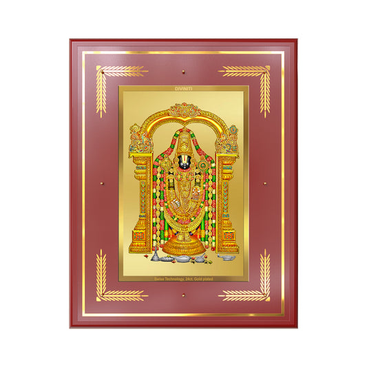 Lord Tirupati Balaji | Sri Venkateswara | Supreme form of Vishnu from Tirumala Wall Mount Photo Frame in 24K Gold Plated Foil