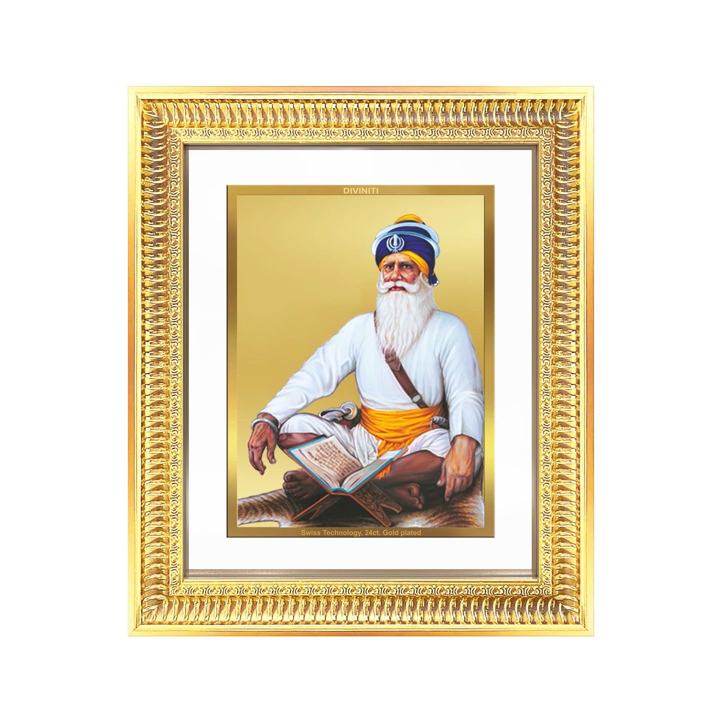Diviniti 24K Gold Plated Baba Deep Singh Sacred Sikh Wall Frame for Home Decor & Office Ambiance | Premium Spiritual Gift