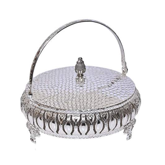 999 Silver Plated Fruit Basket | Royal Finish Decorative Tabletop Basket for Décor and Gifting