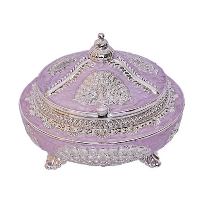 999 Silver Plated Sugar Bowl | Antique Finish Decorative Tabletop Purple Bowl for Decor and Gifting