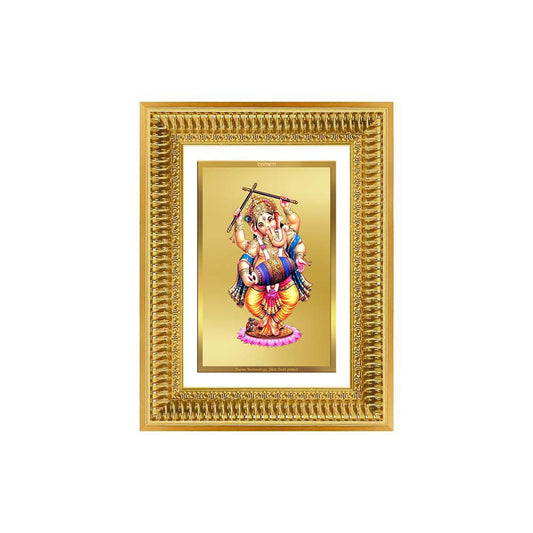 Diviniti 24K Gold Plated Dancing Ganesha (Classic) Divine Wall Frame for Home Mandir & Office Decor | Luxury Spiritual Gift